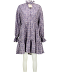 Seraphina Blue Floral Cord Tiered High Neck Mini Dress UK S