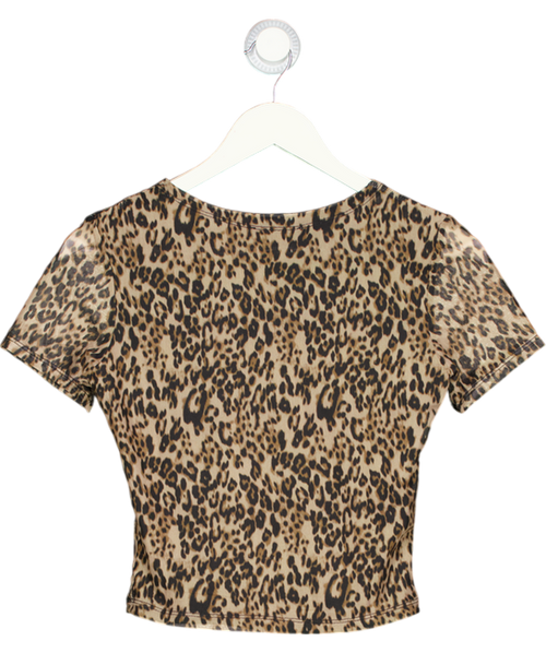 4th & Reckless Brown Leopard Mesh Short Sleeve Top UK 10