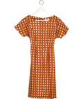 TOAST Brown Geo Pattern 100% Cotton Block Print Midi Dress UK 8