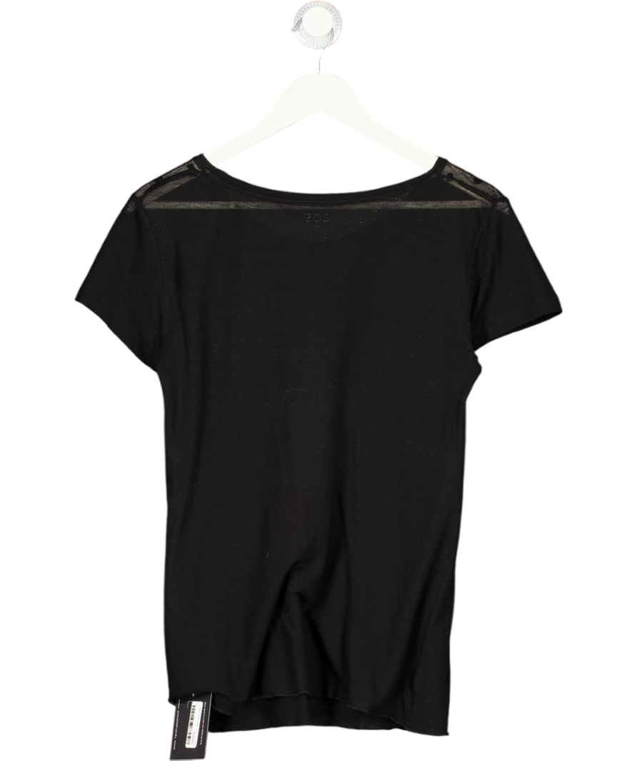 cos Black Sheer Scoop Neck T-shirt UK M