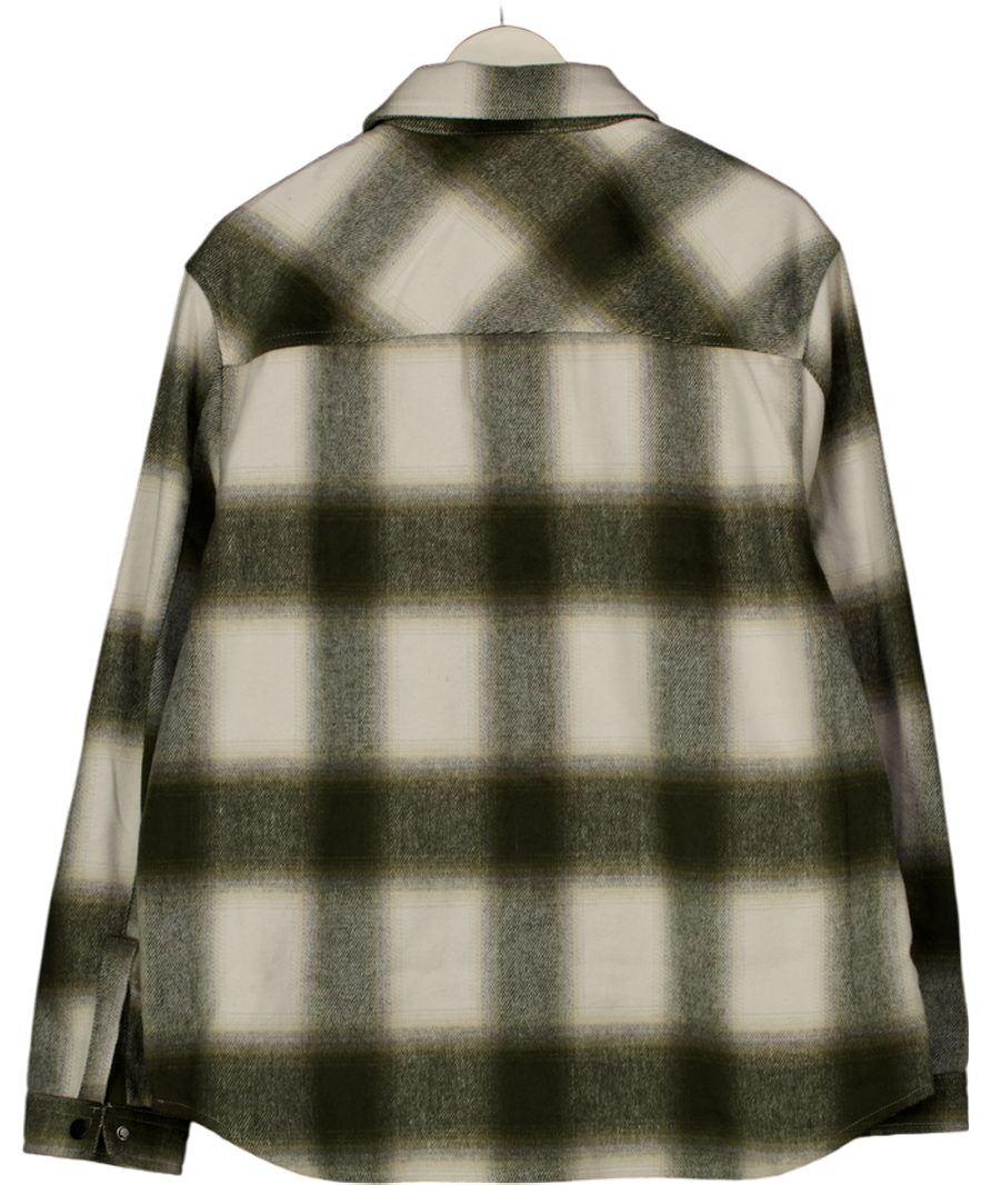 River Island Green Curved Hem Check Overshirt UK L