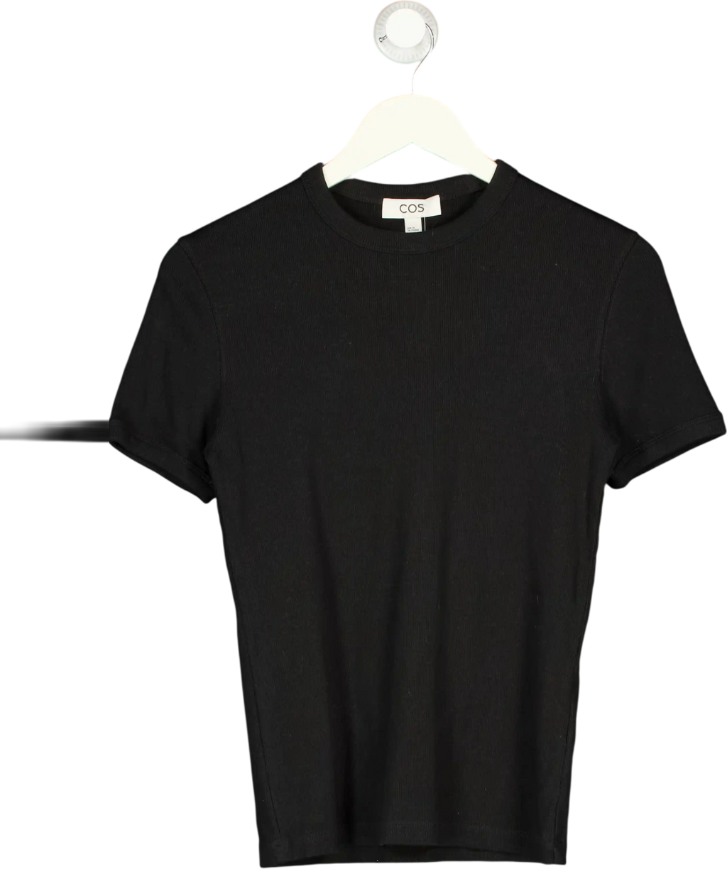 cos Black Slim Cotton Raglan T-shirt UK XS