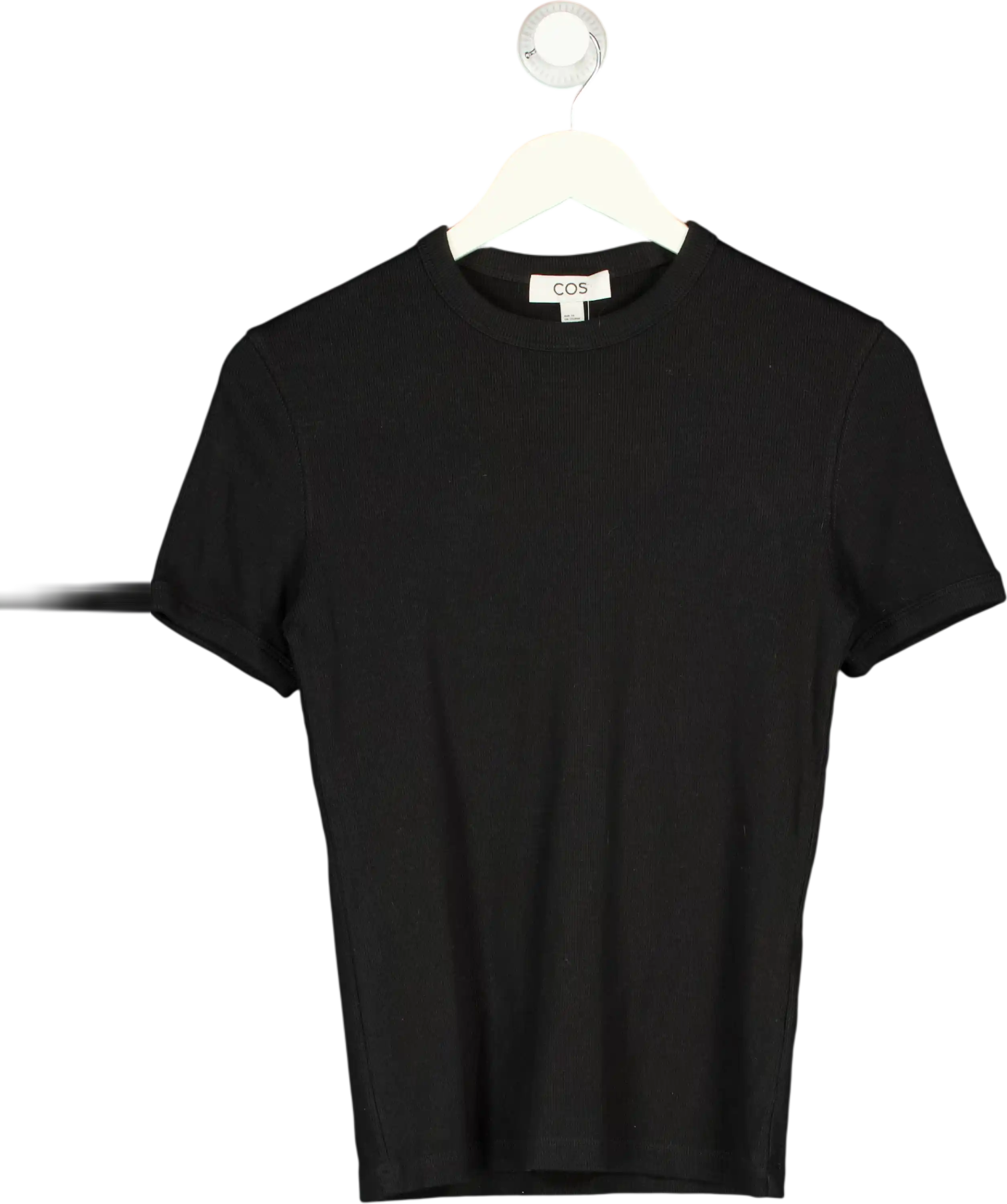 cos Black Slim Cotton Raglan T-shirt UK XS