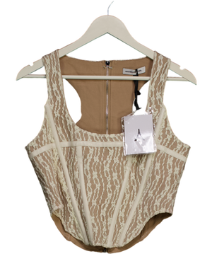 maniere de voir Cream Lace With Leather Corset Top UK 8