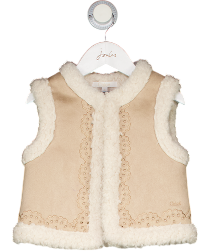 CHLOE Beige Faux Shearling Gilet 4 Years
