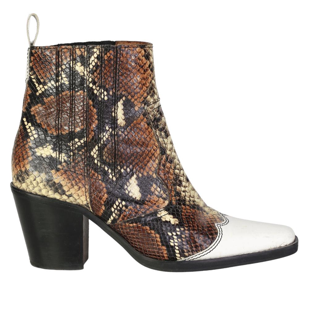 Ganni Brown Caramel Lovina 70 Leather Ankle Boots UK 4 EU 37 👠