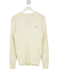 GANT Cream Cotton Cable Knit Crew Neck Sweater UK S