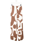SIR. Brown & White Print Julien Wide Leg Silk Pants Sz0 UK XXS