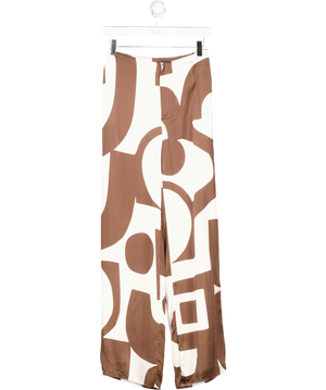 SIR. Brown & White Print Julien Wide Leg Silk Pants Sz0 UK XXS