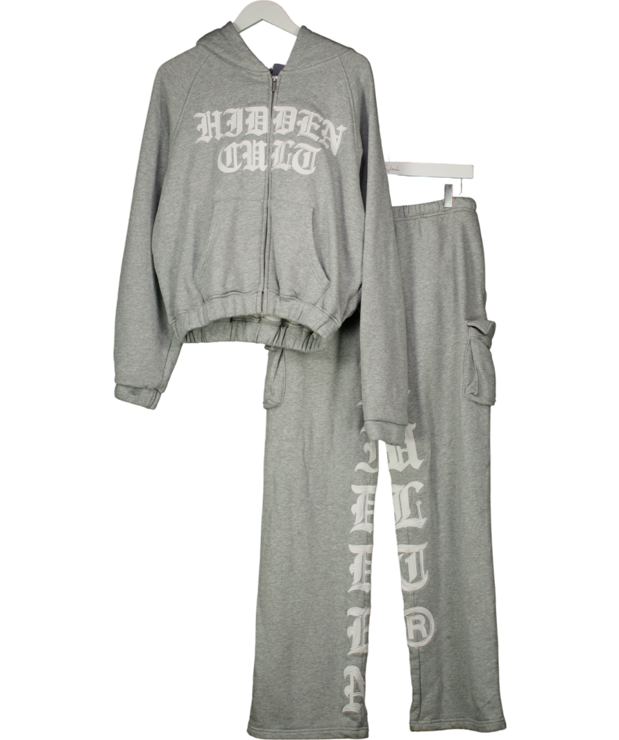 Hidden cult Grey Logo Printed Hoodie And Joggers UK S