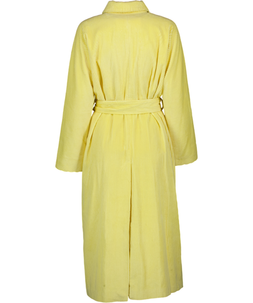 AMERICAN VINTAGE Ibizoo Belted Cotton-blend Corduroy Coat Size - Pastel Yellow UK S