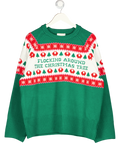 JOULES Green Flocking Around Knit Christmas Jumper UK L