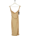 FANCI CLUB Beige Mesh Charm Detail Dress UK S