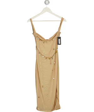 FANCI CLUB Beige Mesh Charm Detail Dress UK S