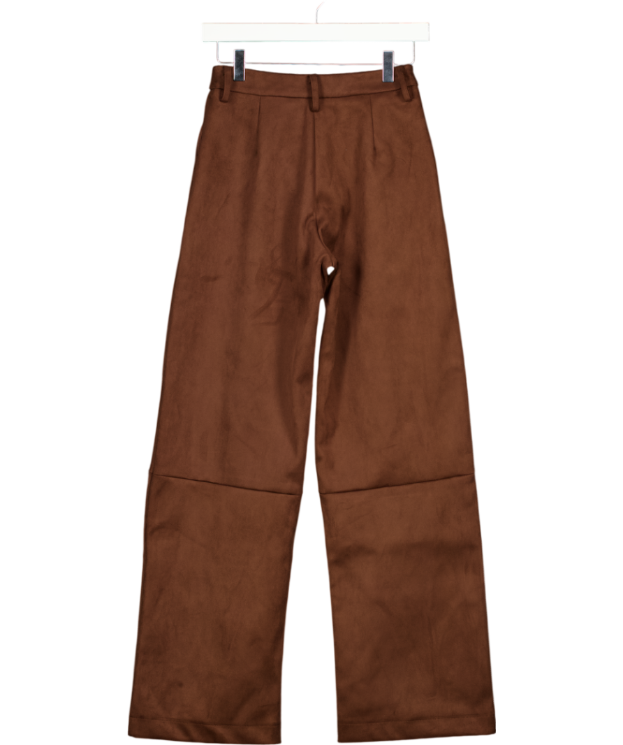 SOHO WARDROBE Suede Wide Leg Trousers- Mocha Brown UK 8