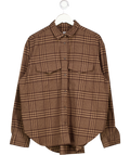Totême Brown Novella Checked Oversize Flannel Shirt UK M
