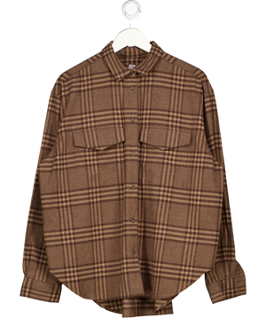 Totême Brown Novella Checked Oversize Flannel Shirt UK M