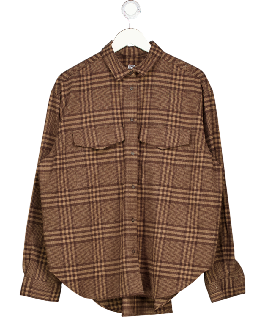 Totême Brown Novella Checked Oversize Flannel Shirt UK M