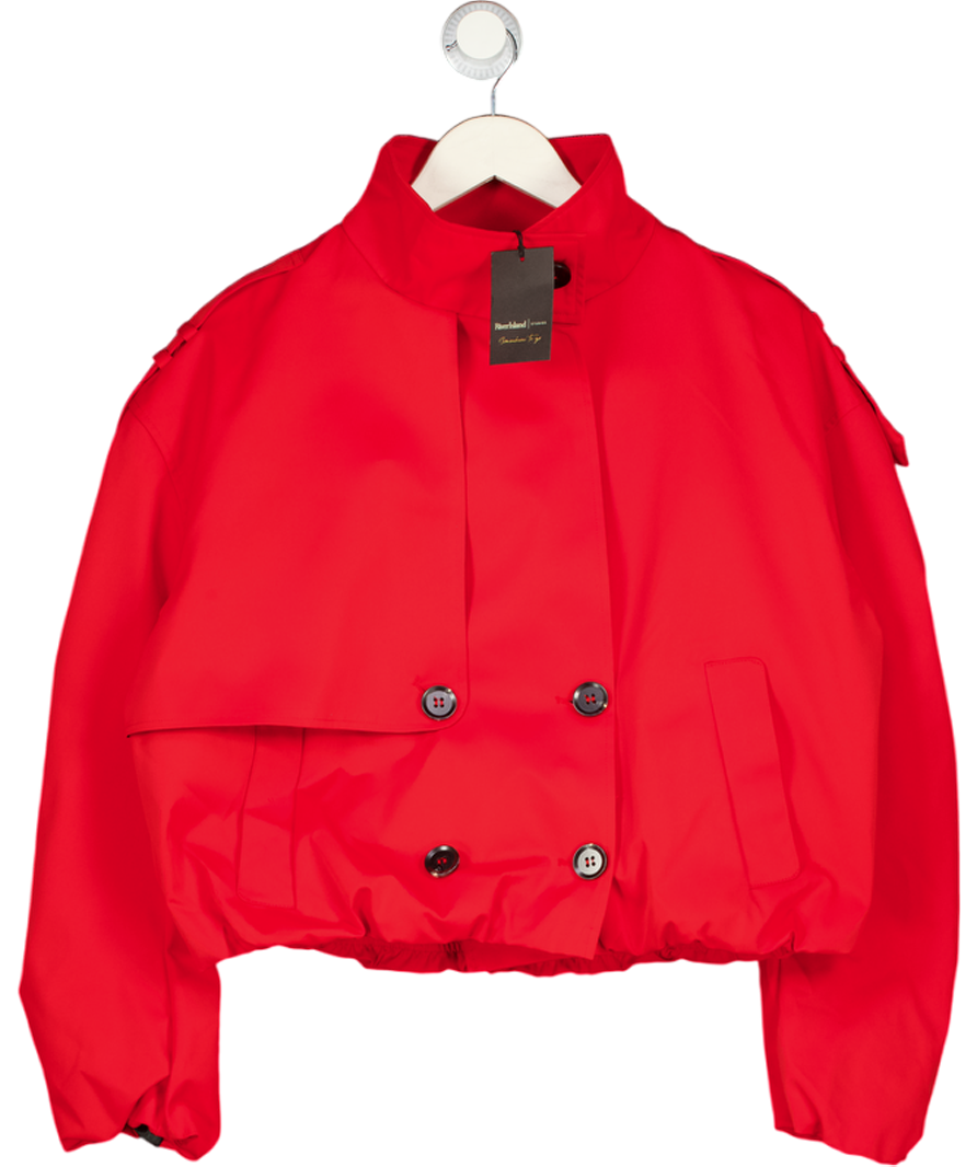 River Island Red Double Breasted Bubble Hem Trench Jacket UK 12