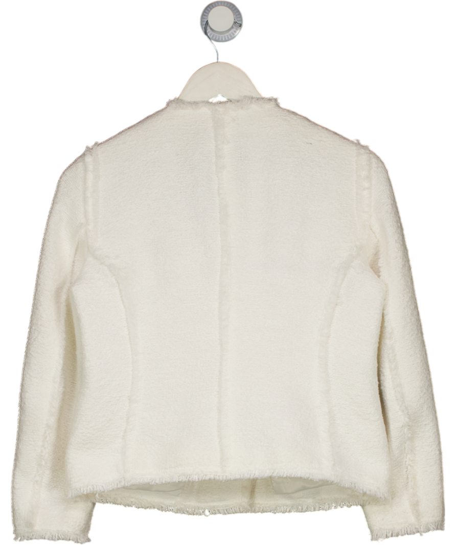 ZARA Cream / Black Boucle Tweed Jacket With Embellished Buttons UK M