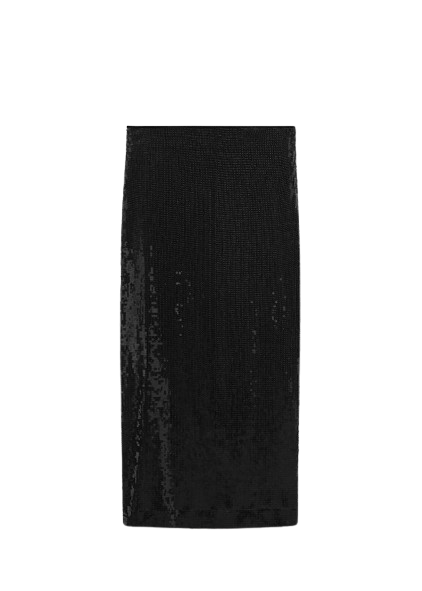 MANGO Black Sequin Midi Skirt BNWT UK XS