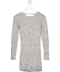 ZARA Metallic Silver Sequin Open Back Long Sleeve Mini Dress UK S