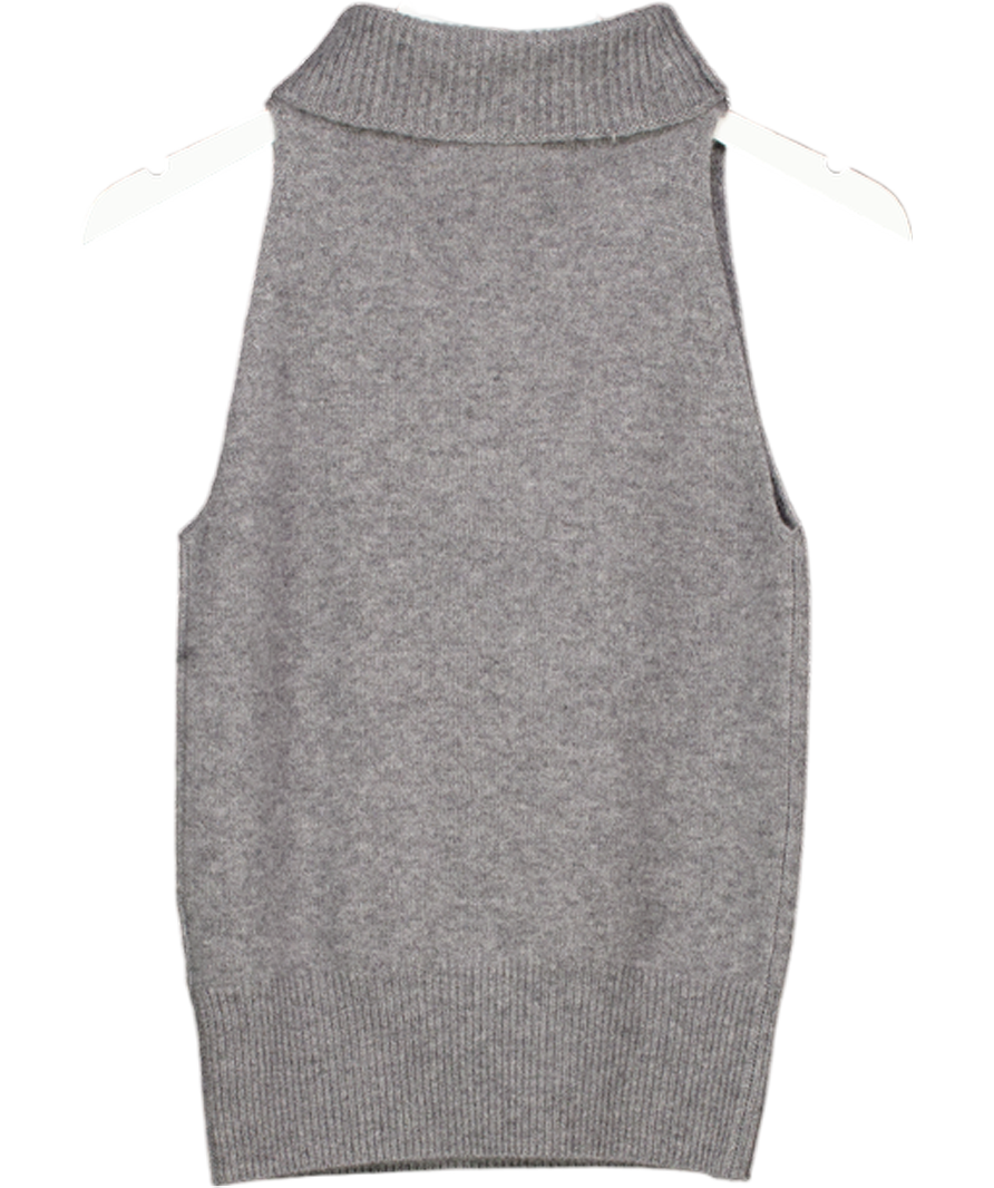 DEERING Grey Wool & Cashmere Blend Sleeves Roll Neck Top UK S