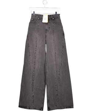 H&M Dark Grey High Waisted Seam Detail Jeans UK 4