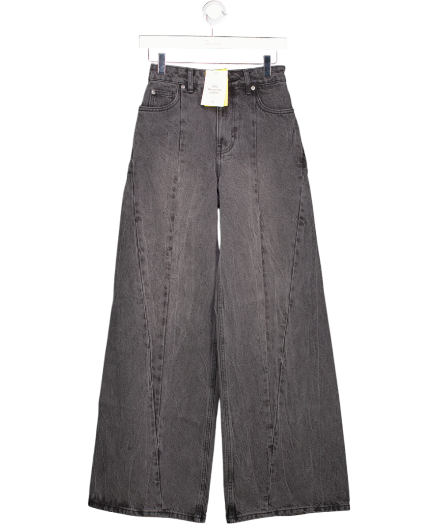 H&M Dark Grey High Waisted Seam Detail Jeans UK 4