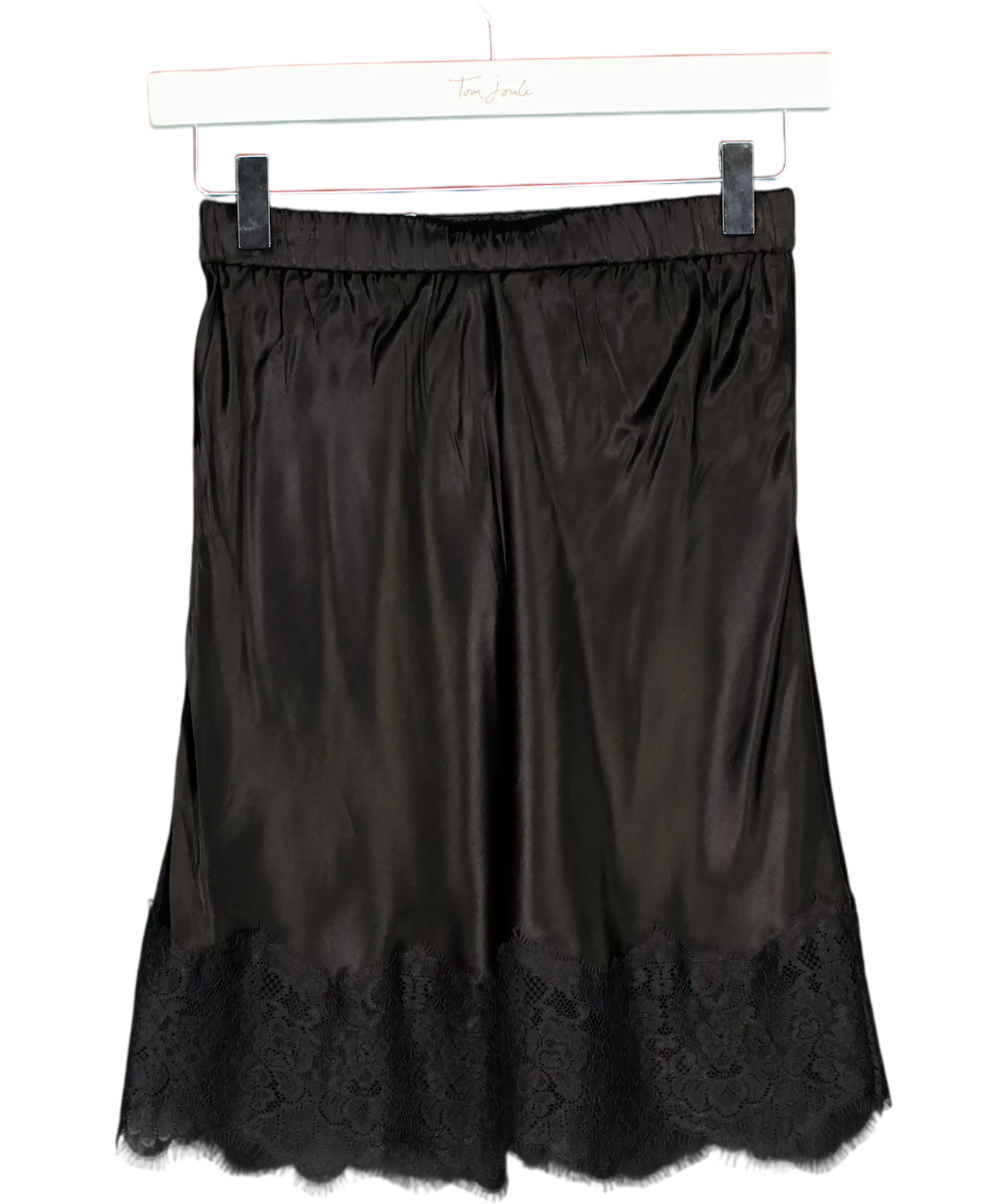 SINEAD KEARY Black Satin Lace Mini Skirt UK XS