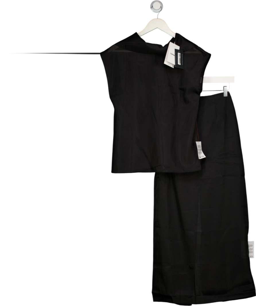 TOPSHOP 2-piece Black Sheer High Neck Grown On Shoulder Sheer Organza Top (UK 8) & Skirt Set UK 6