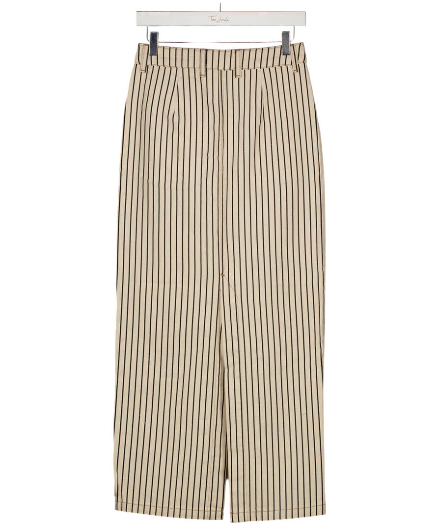 TOPSHOP Denim Column Maxi Skirt In Black And Ecru Stripe UK 6