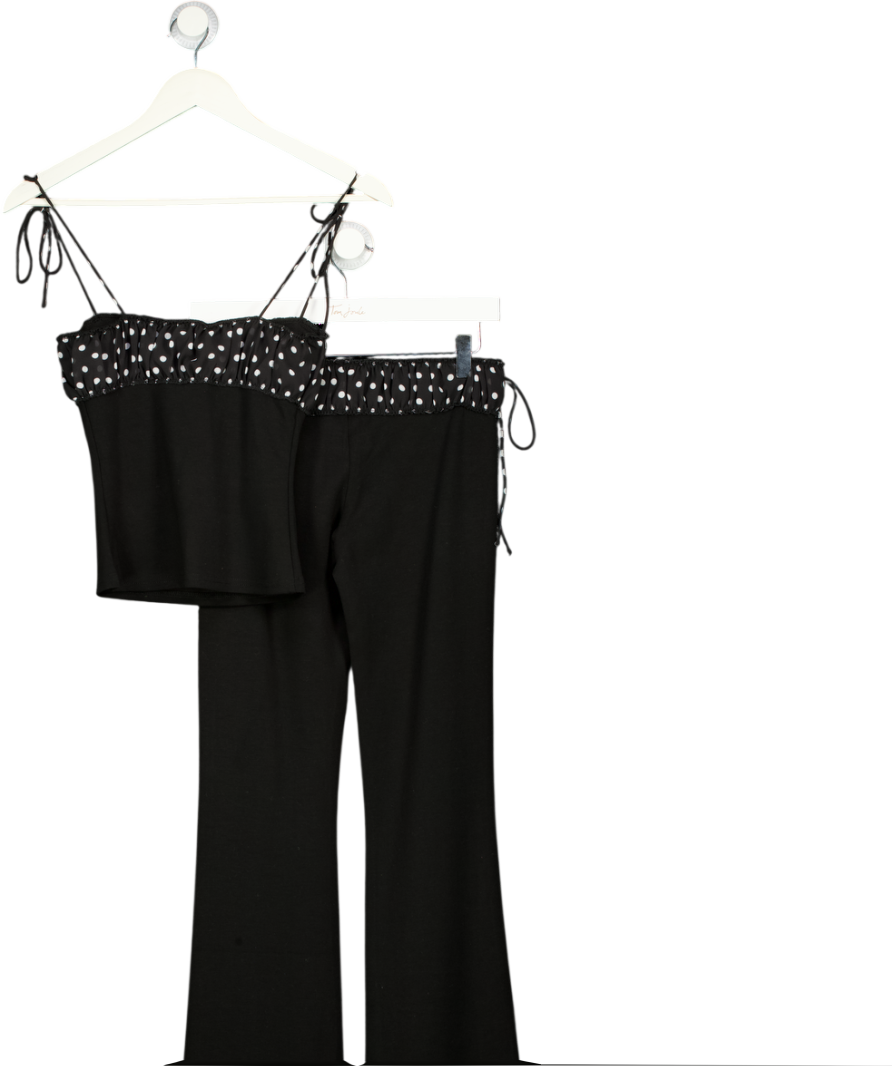 WHITE FOX Black 2-piece Balck & White Saving My Heart Top And Trouser Set UK XS