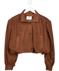 RED Chocolate Brown Bubble Hem Faux Suede Jacket UK S