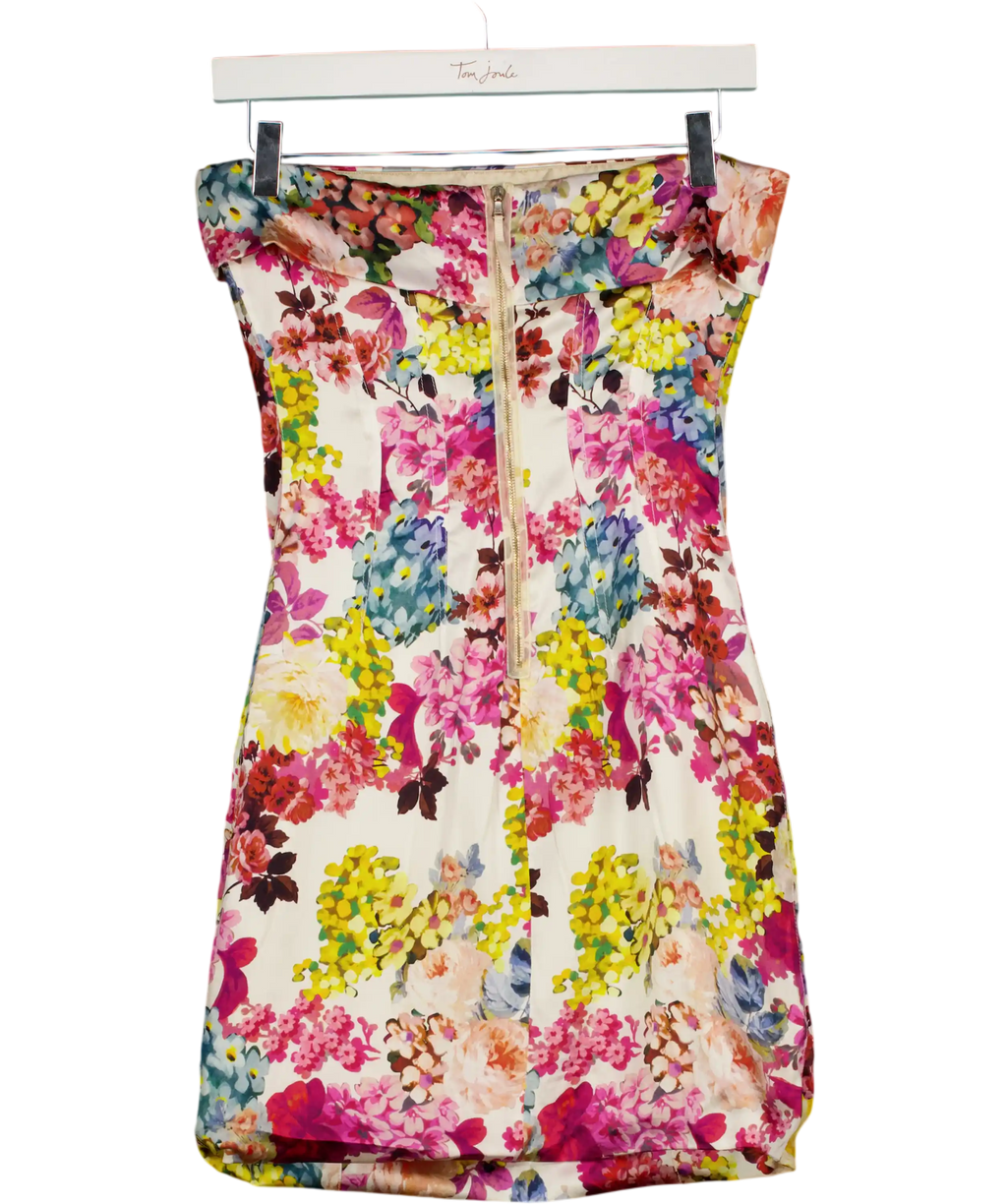 D&G DOLCE & GABBANA Floral Stretch Silk Bandeau Mini Dress  It40 UK 8