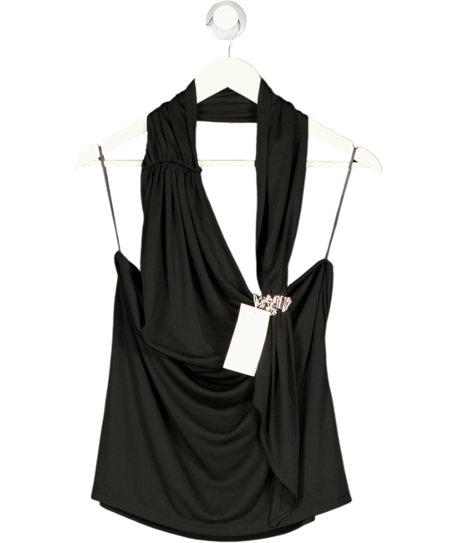 NA-KD Black Buckle Detail Halter-neck Top UK M