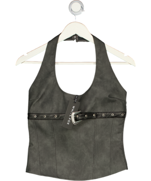 WHITE FOX In The Crowd Bustier Top In Charcoal Grey UK M