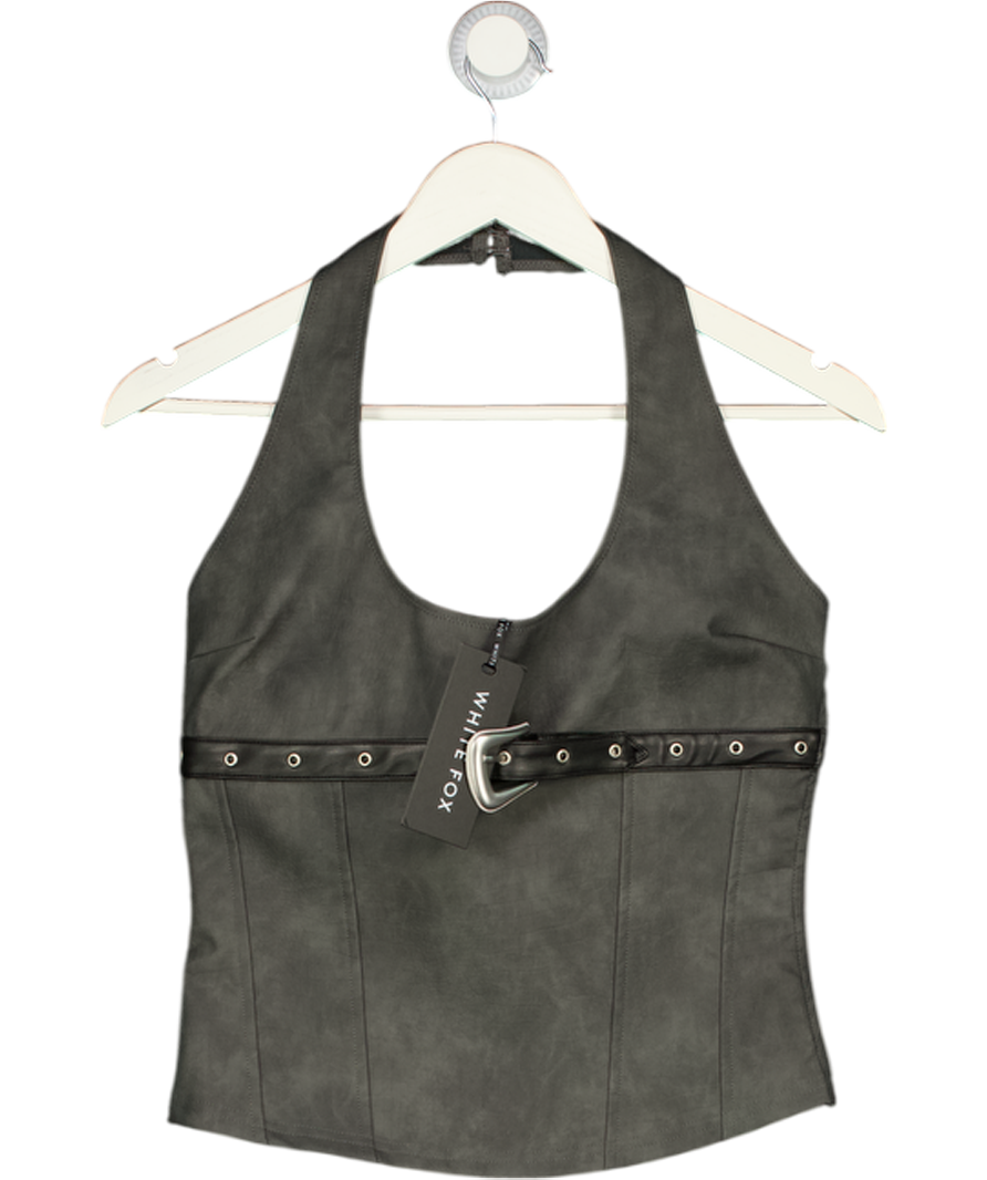WHITE FOX In The Crowd Bustier Top In Charcoal Grey UK M