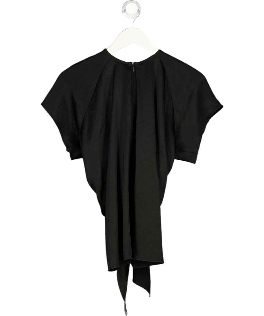 ELLERY Black Satin Crepe Knot Front Top UK 6