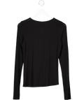 Weekday Black Slim Fit Button Front Long Sleeve Top UK L