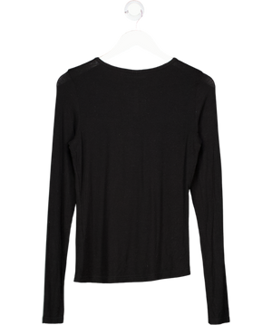 Weekday Black Slim Fit Button Front Long Sleeve Top UK L