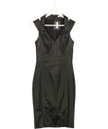 KAREN MILLEN Black Croc Print Faux Leather Print Pencil Midi Dress UK 10