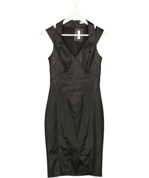KAREN MILLEN Black Croc Print Faux Leather Print Pencil Midi Dress UK 10