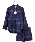 BAUM UND PFERDGARTEN 2-piece Navy Blue Check Shirt & Shorts Co-ord Set Eu34 UK 6