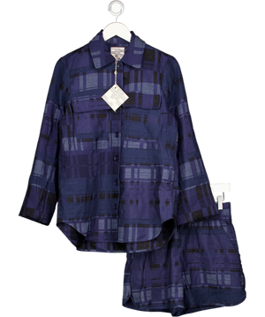 BAUM UND PFERDGARTEN 2-piece Navy Blue Check Shirt & Shorts Co-ord Set Eu34 UK 6