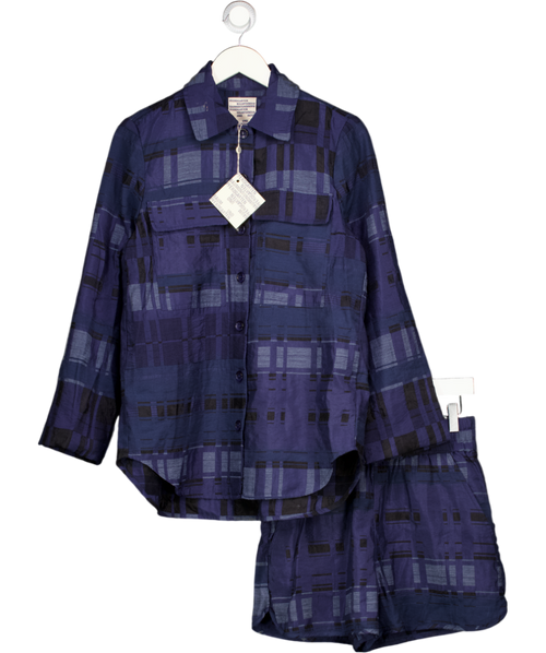 BAUM UND PFERDGARTEN 2-piece Navy Blue Check Shirt & Shorts Co-ord Set Eu34 UK 6