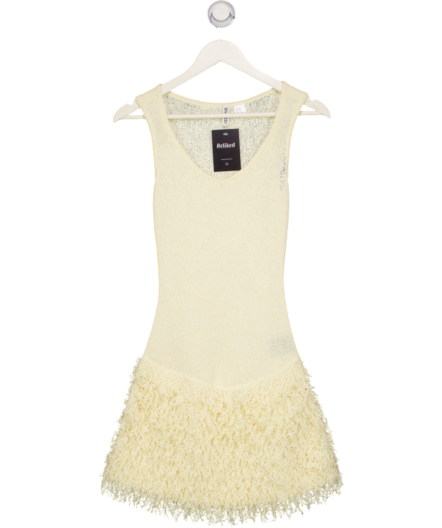 H&M Yellow Fringed Knitted Dress UK XS