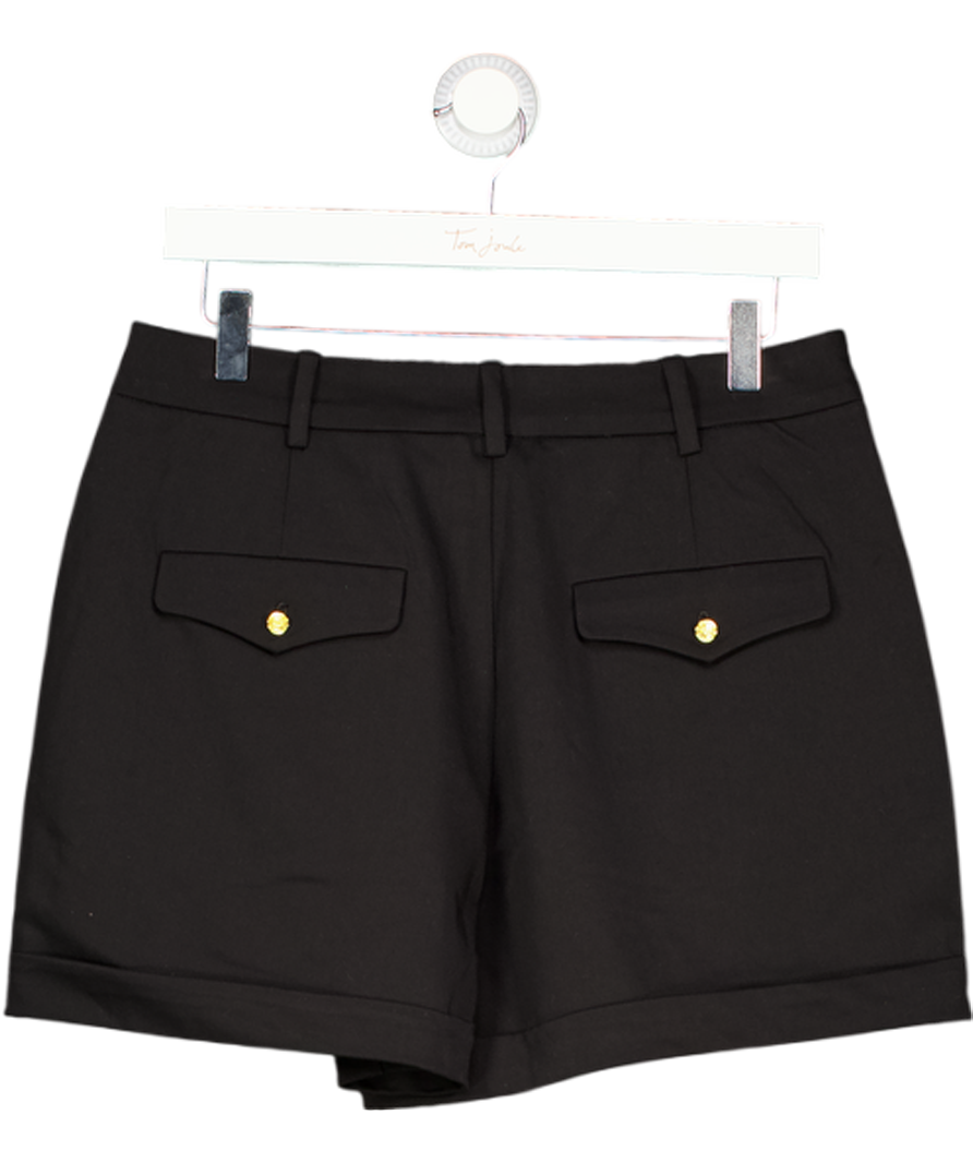 HOLLAND COOPER Pleated Wide Leg Short Black With Gold Hc Logo Embellishment UK 12