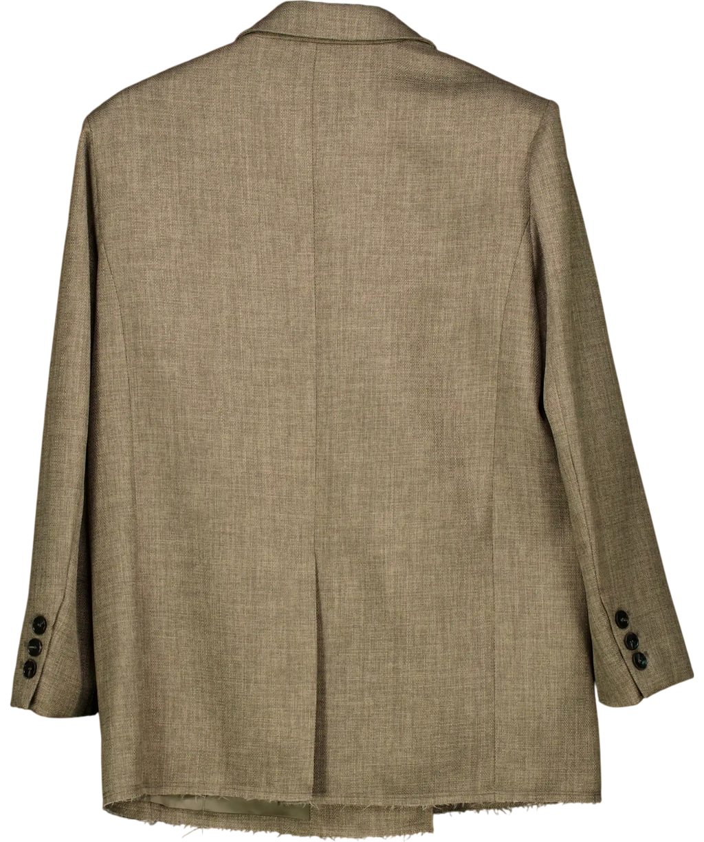 Ancosti Grey Oversized Textured Raw Edge Blazer UK S