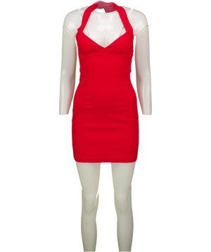 WHITE FOX Red Halter Bodycon Mini Dress UK S